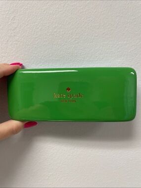 Kate Spade Bright Green Glossy Eyeglass Case with Gold Logo